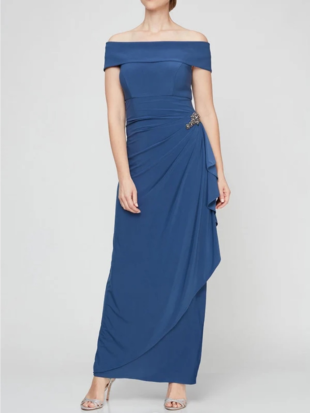 Alex Evenings Size 12 Pleated Long Formal Ruffle Evening Dress NWT